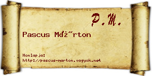 Pascus Márton névjegykártya