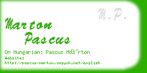 marton pascus business card